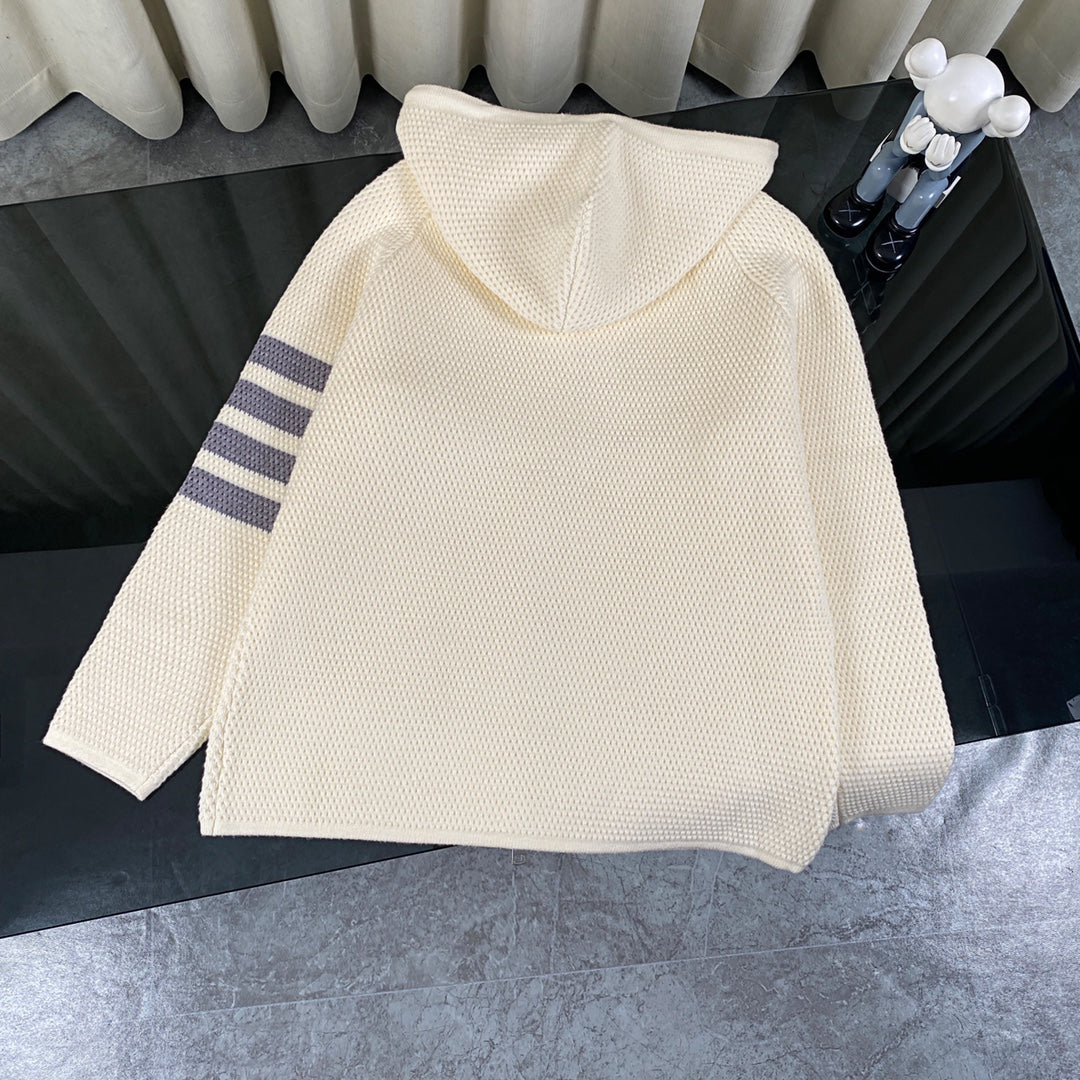 Thom Browne Chunky Knit Cashmere Detachable Zipper Hooded Jacket