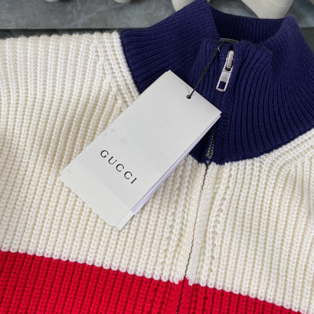 Gucci Double G Zipper Knit Sweater Cardigan