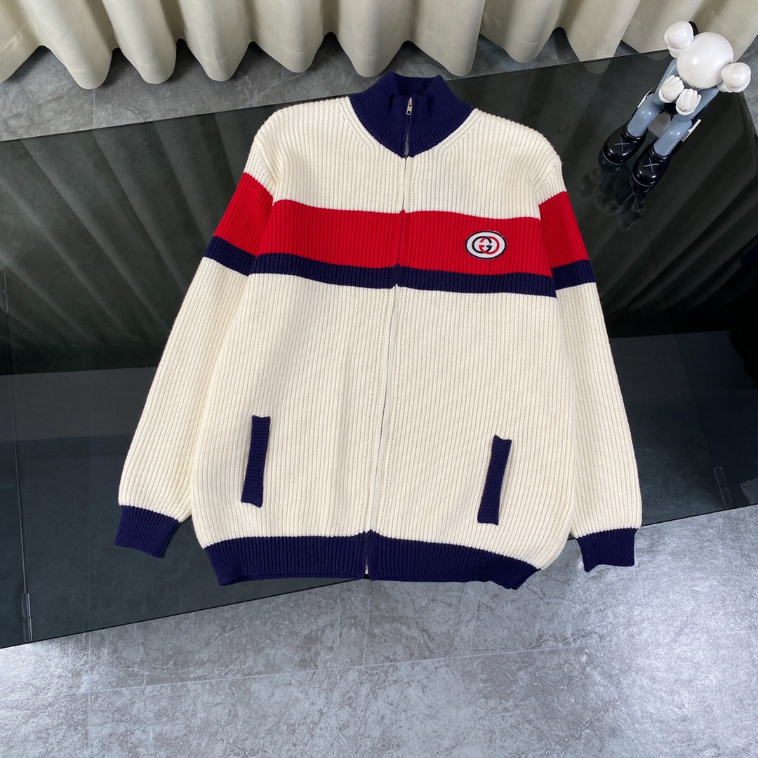 Gucci Double G Zipper Knit Sweater Cardigan