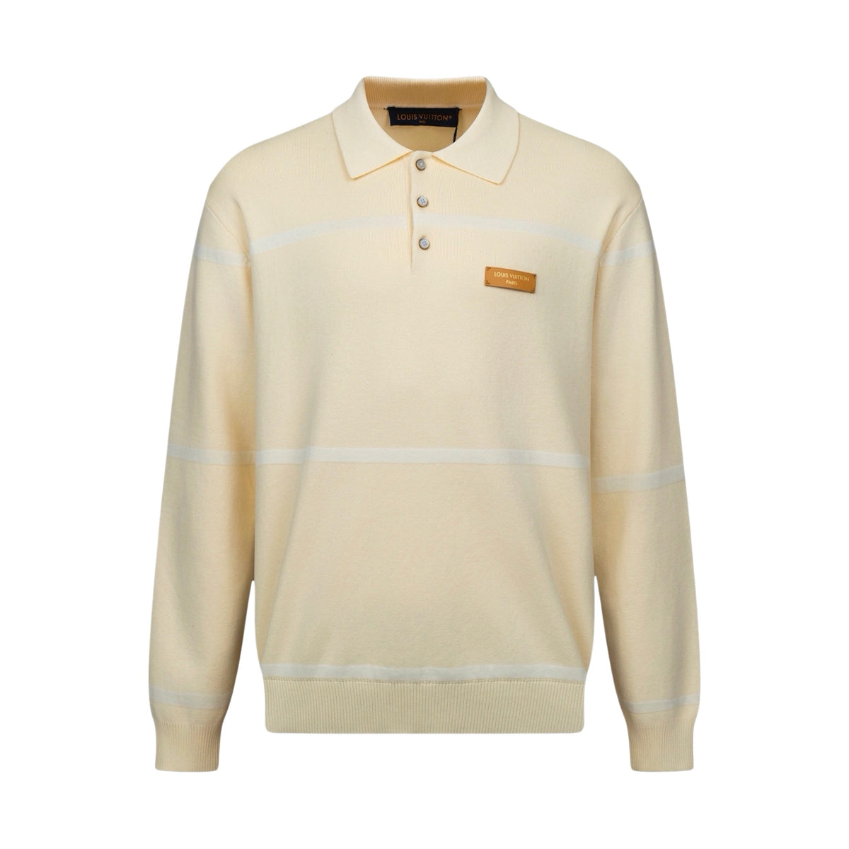 LV Striped Knit Long-Sleeve Polo Shirt