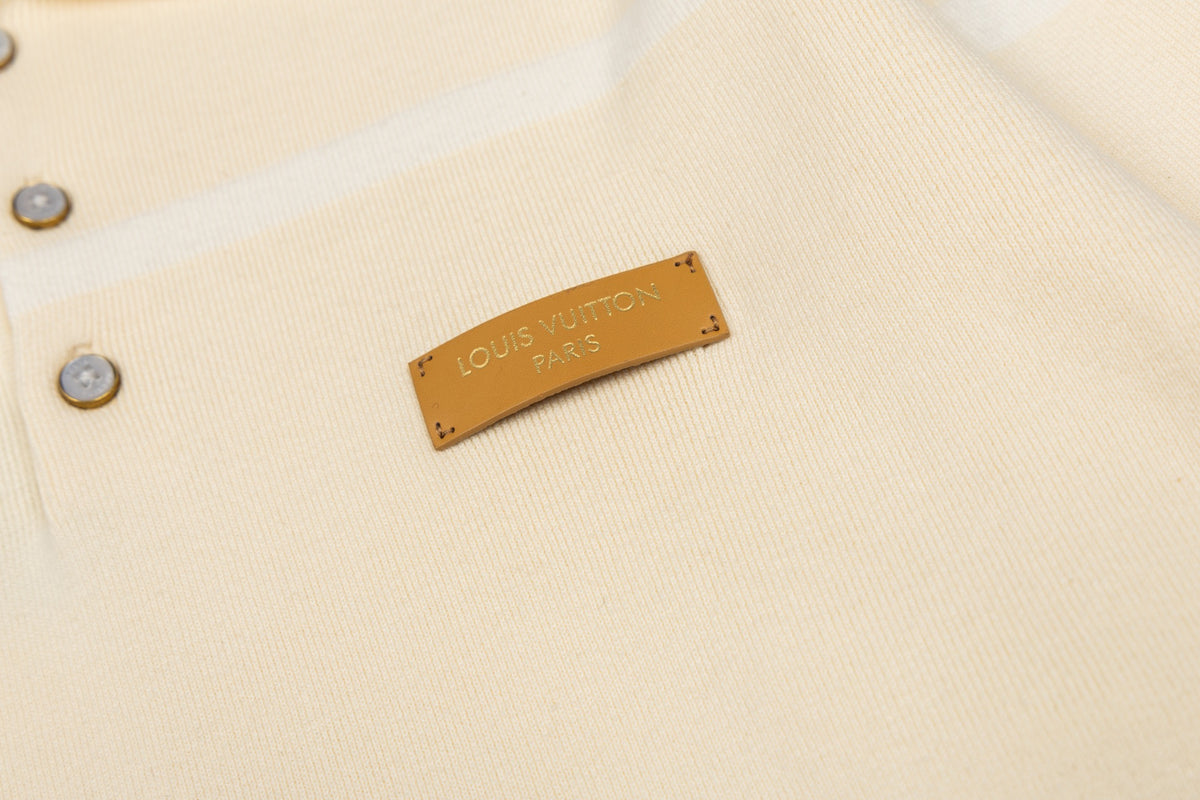 LV Striped Knit Long-Sleeve Polo Shirt