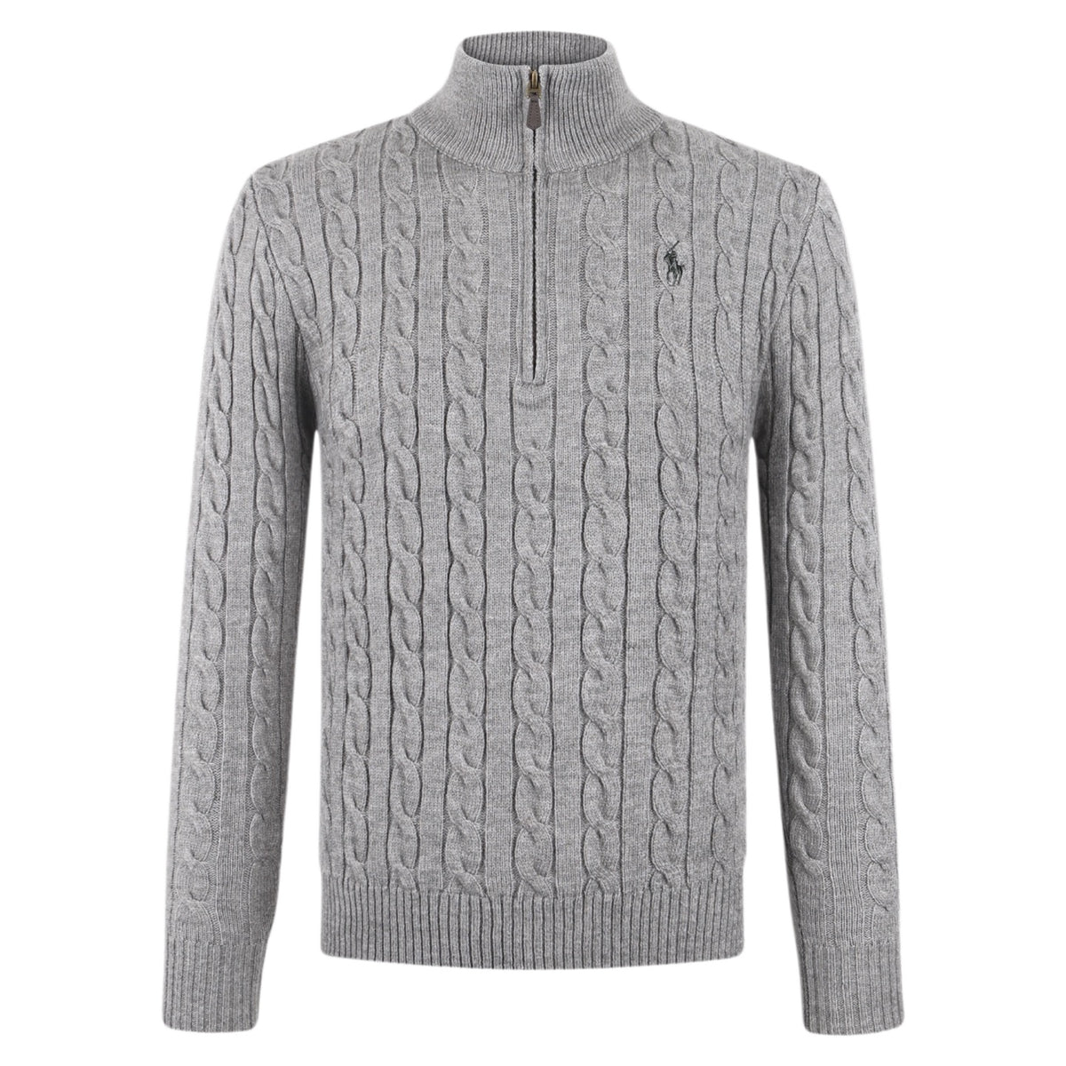 Ralph Lauren Embroidery Chunky Cable Knit Half-Zip Sweater