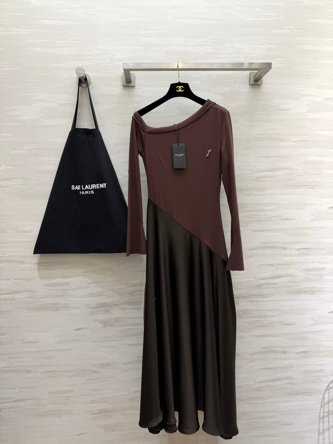 YSL Assymmetrical Neckline Long Dress - Women's