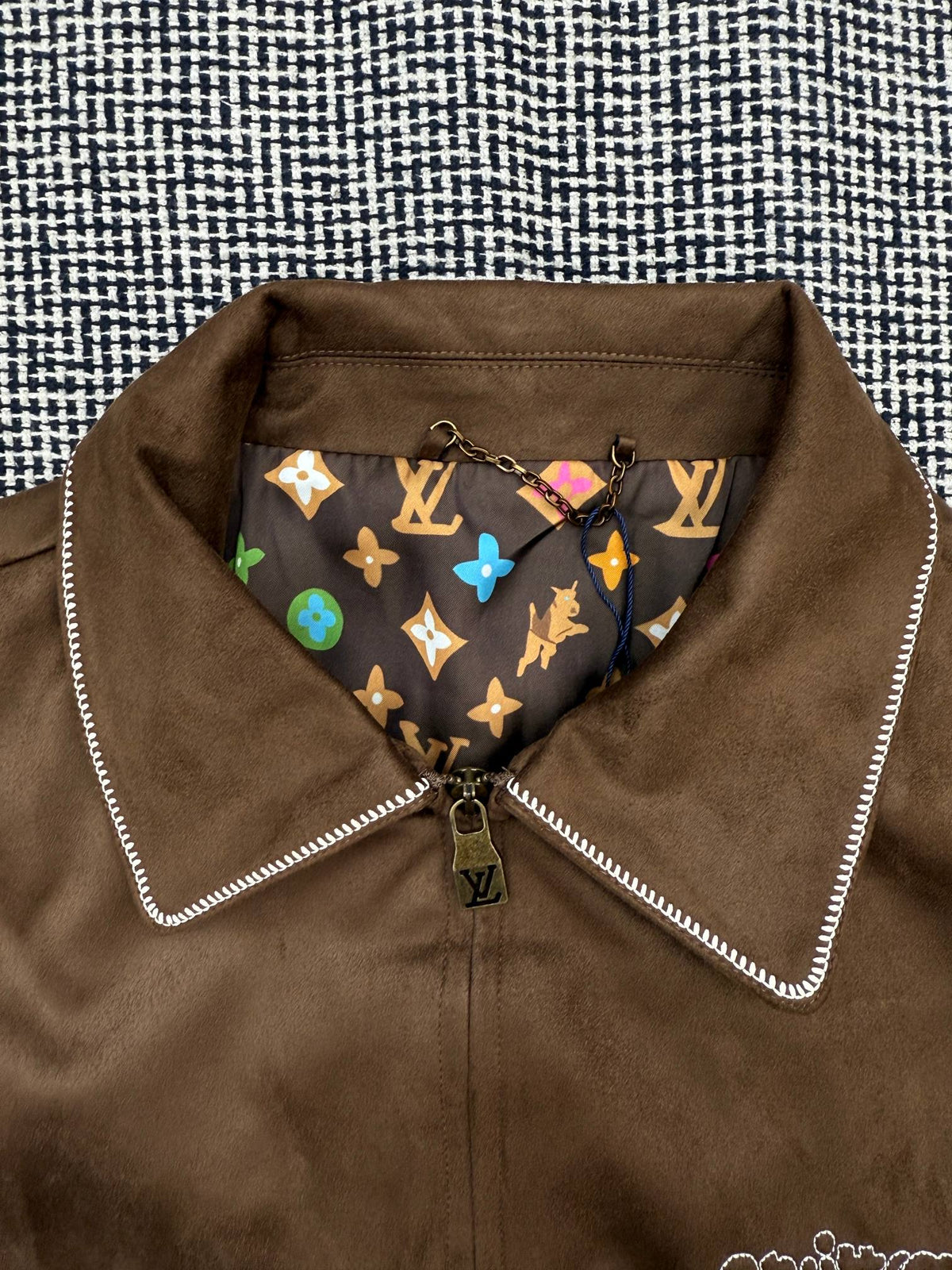 LV x Tyler Suede Zip up Bomber Jacket