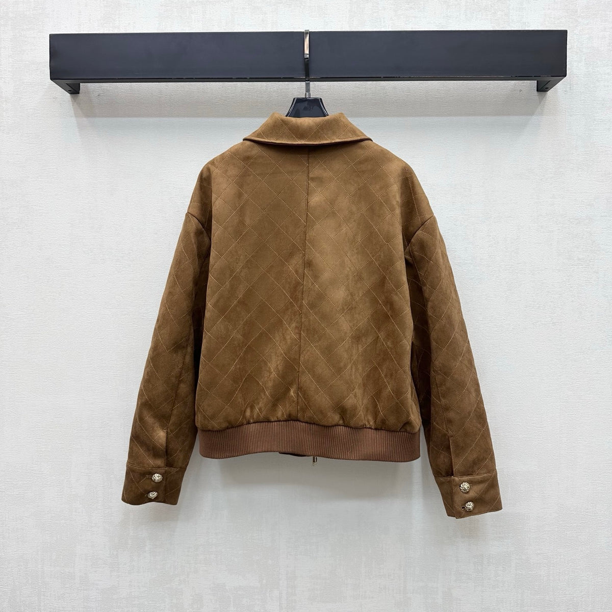 Chanel Suede Diamond Grid Jacket W/ Skirt Set