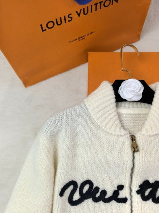 LV Lettered Zip-Up Cardigan Women's