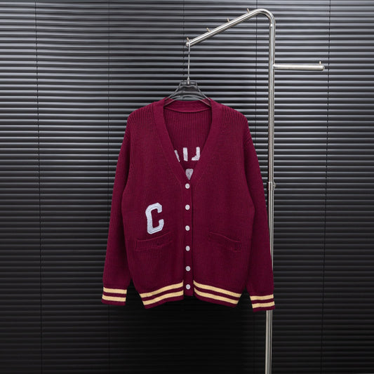 Celine Leather Logo Cardigan