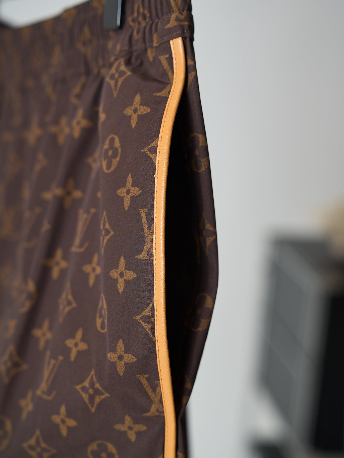 LV Monogram Leather Trim Drawstring Shorts
