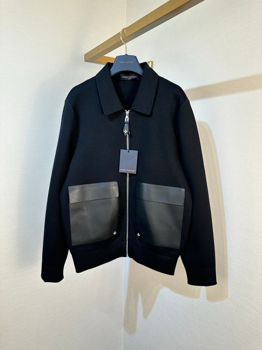 LV Black Knitted Leather Jacket