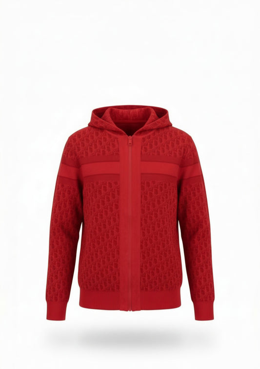 Red Reversible Christian Dior logo zip up hoodie Unisex