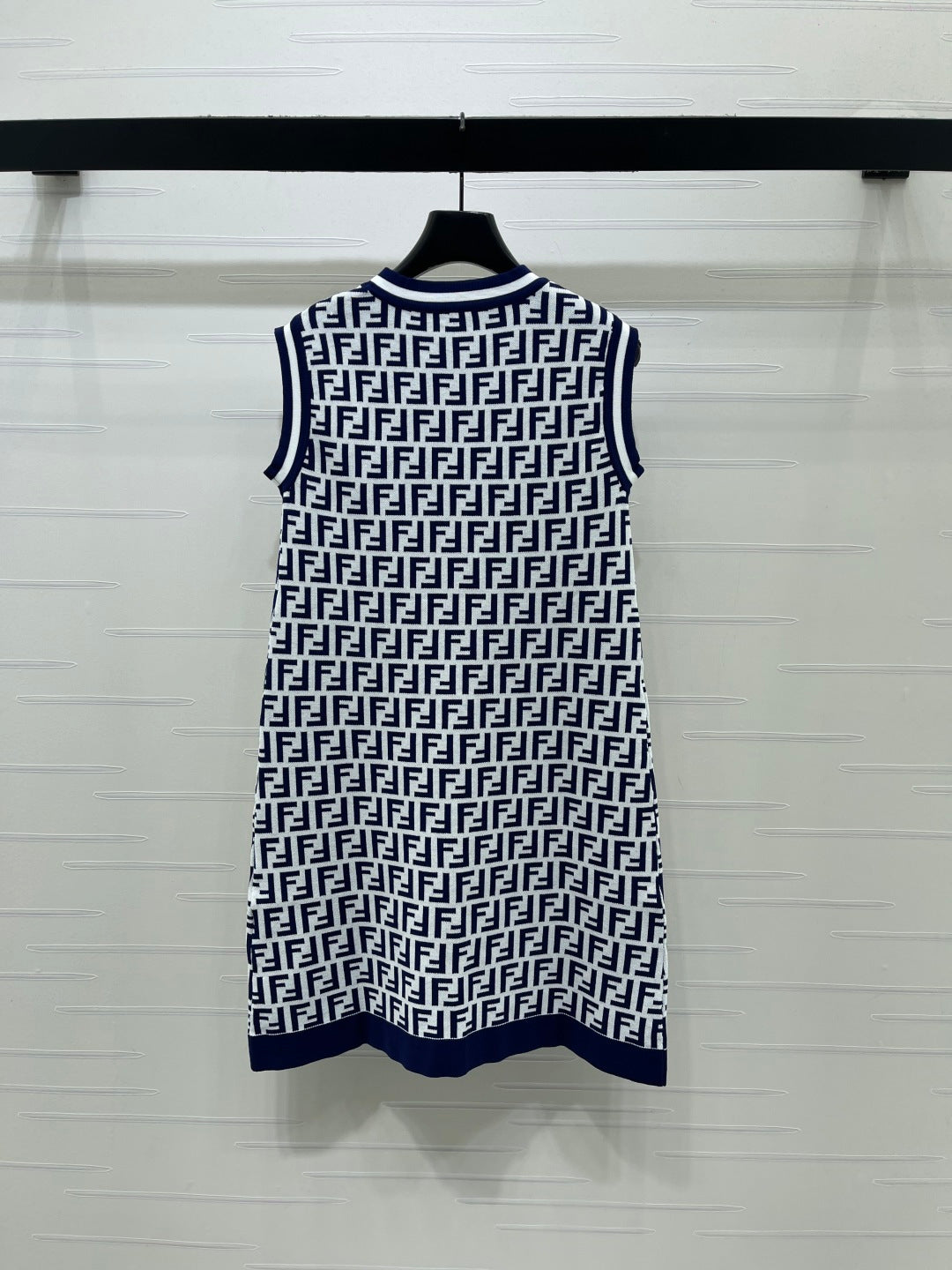 Fendi Jacquard Round Neck Knit Sleeveless Vest Dress