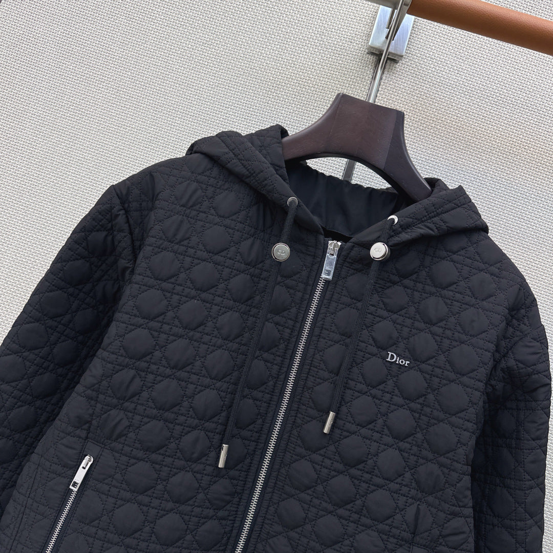 Dior Diane Wanna Get Quilted Hooded Cotton Jacket