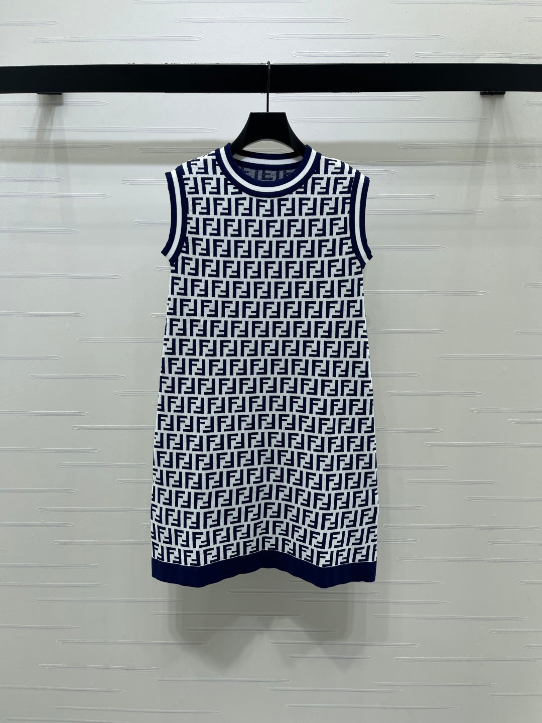Fendi Jacquard Round Neck Knit Sleeveless Vest Dress