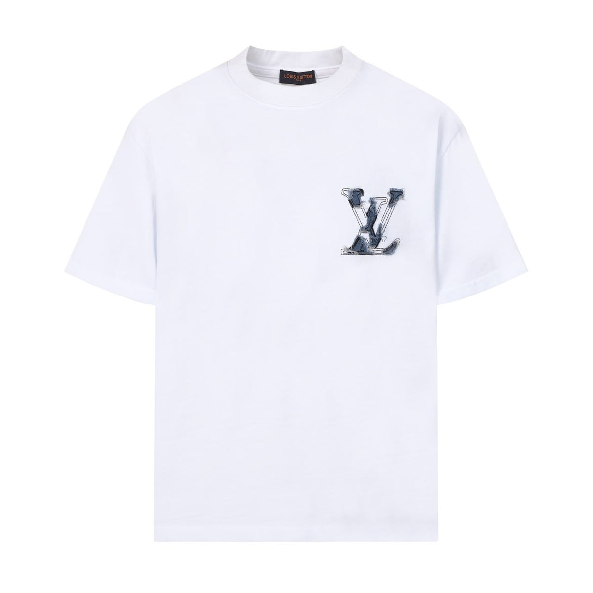 LV Denim Patchwork Embroidered T-Shirt