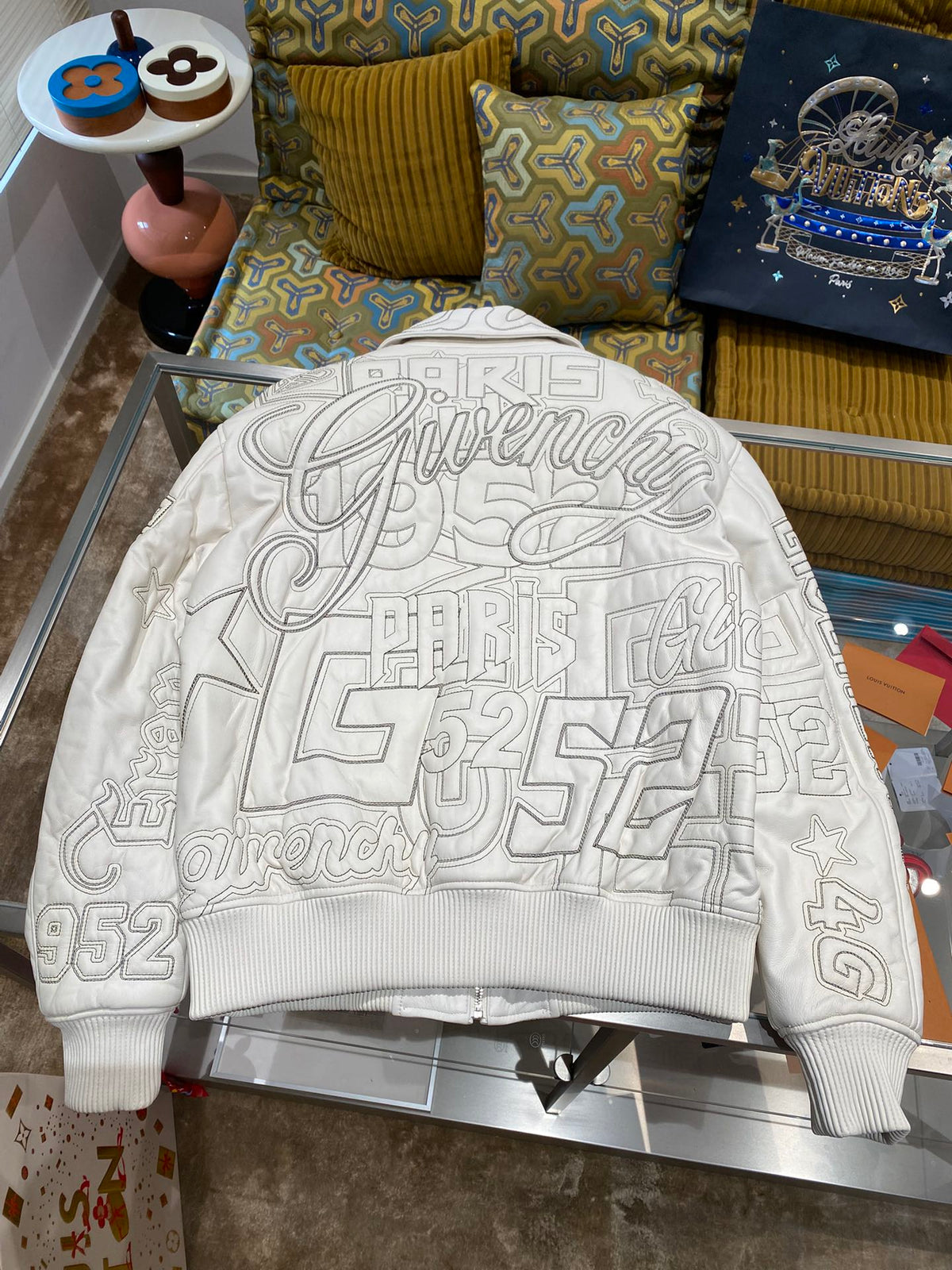 Givenchy White Leather Baseball Jacket
