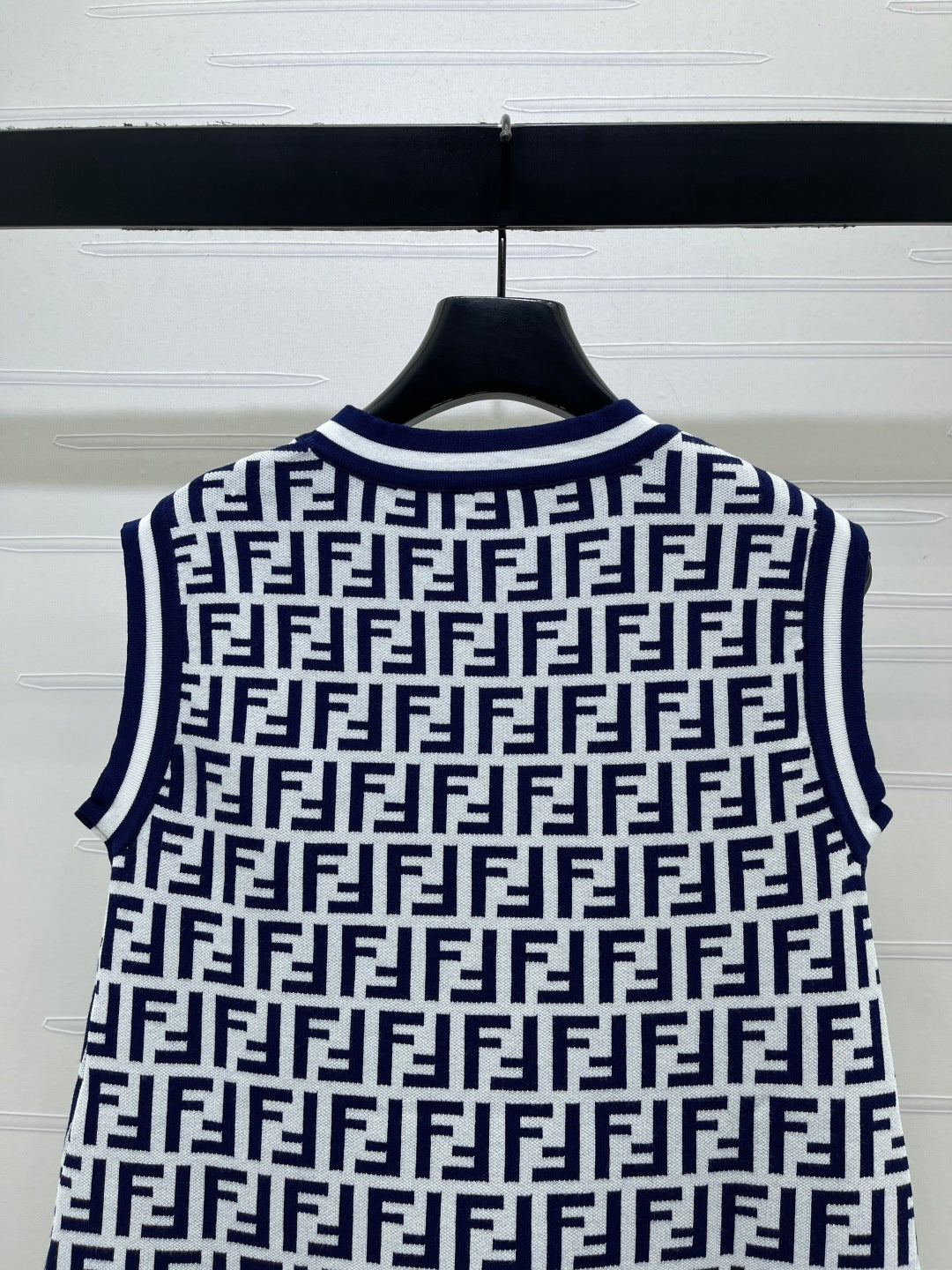 Fendi Jacquard Round Neck Knit Sleeveless Vest Dress