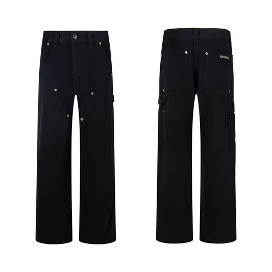 CH Logging Patchwork Leather Washed Jeans