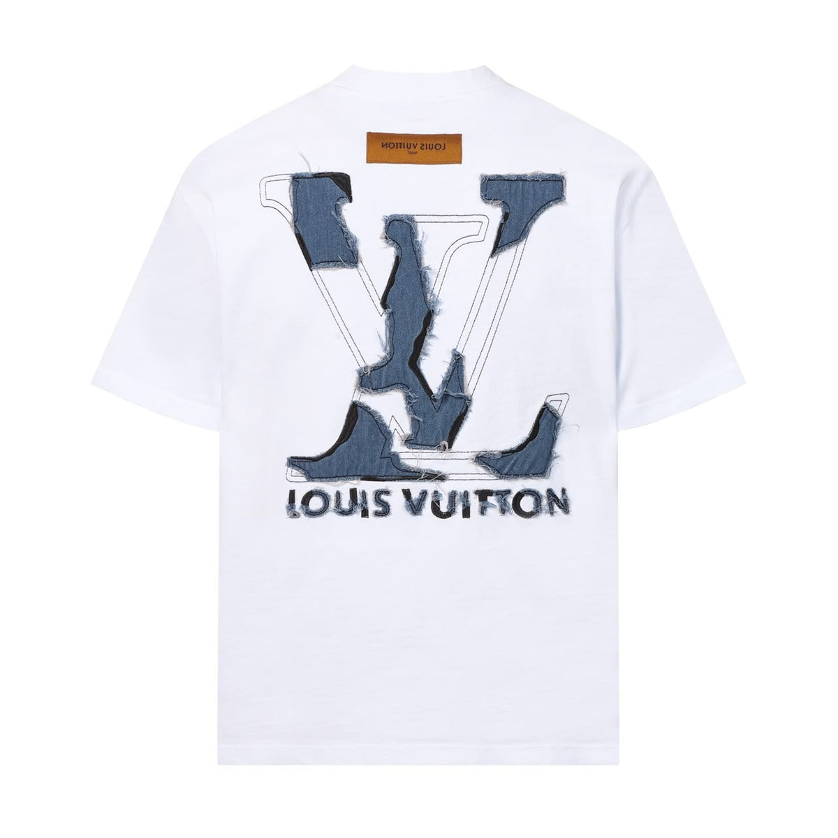 LV Denim Patchwork Embroidered T-Shirt