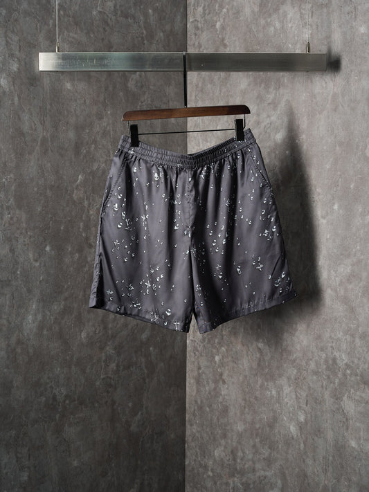 LV MONOGRAM Full-width Raindrop Print Mulberry Silk Shorts