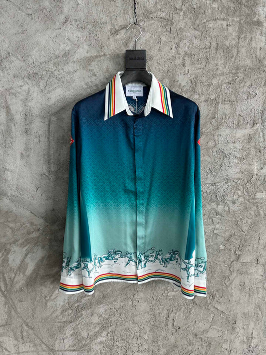 Casablanca Jacquard Silk Long-Sleeved Shirt