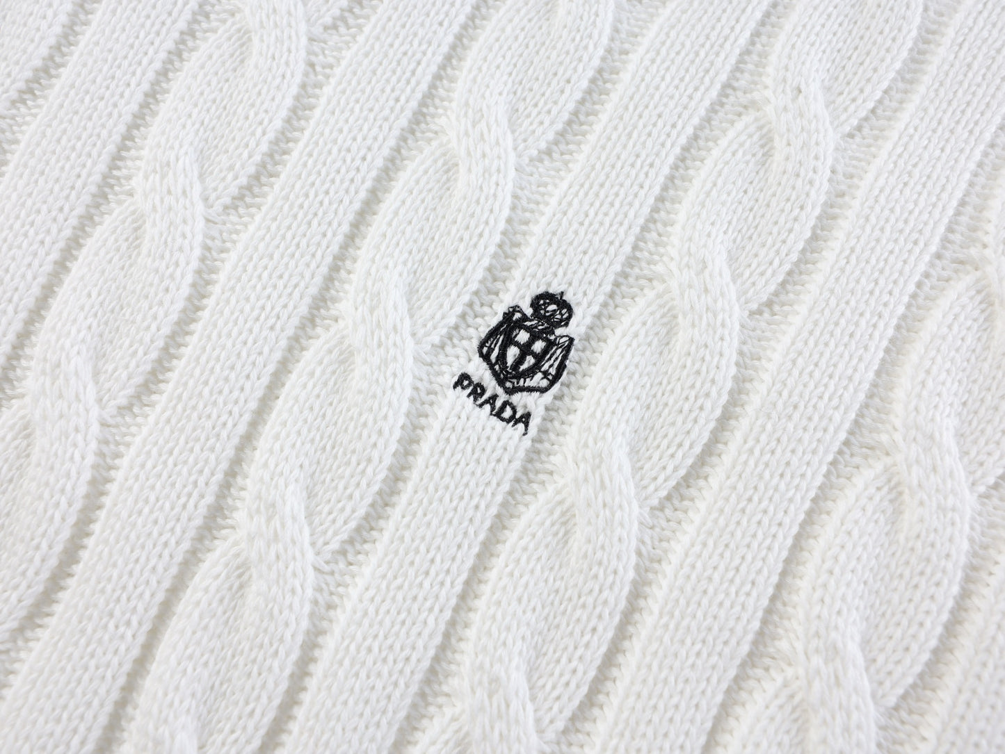Prada Embroidered Cable Knit Sweater