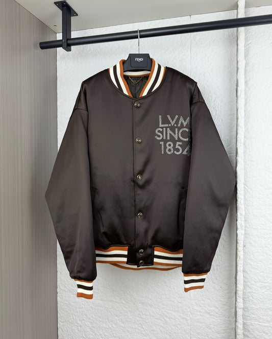 LV Rhinestone Letter Embriodery Bomber Jacke