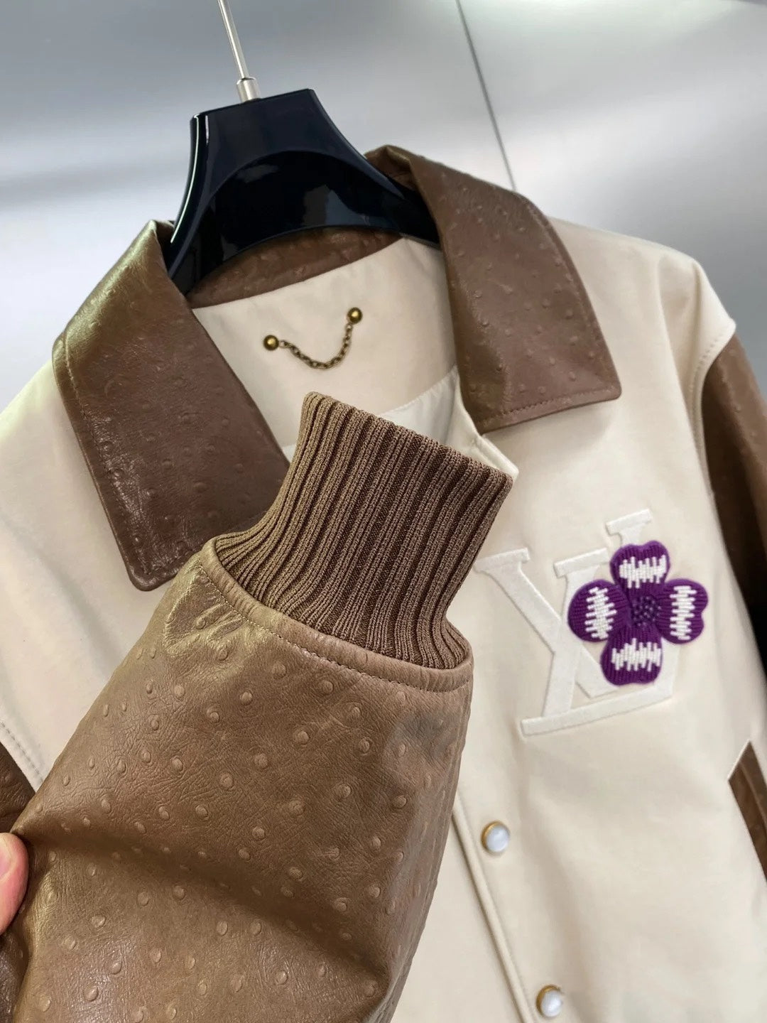 LV Heavy-Duty Embroidered Ostrich Leather Jacket