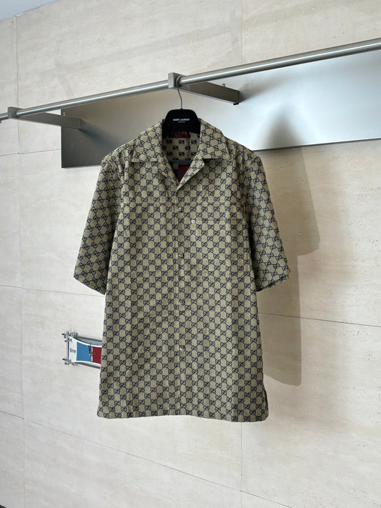 Gucci Double G All-over Jacquard Suit Short-Sleeve Shirt