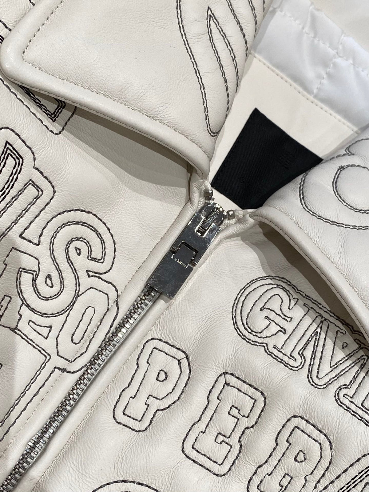 Givenchy White Leather Baseball Jacket