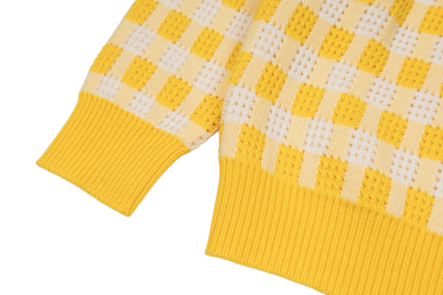 LV Perforated Checkered Tweed Crew Neck Sweater