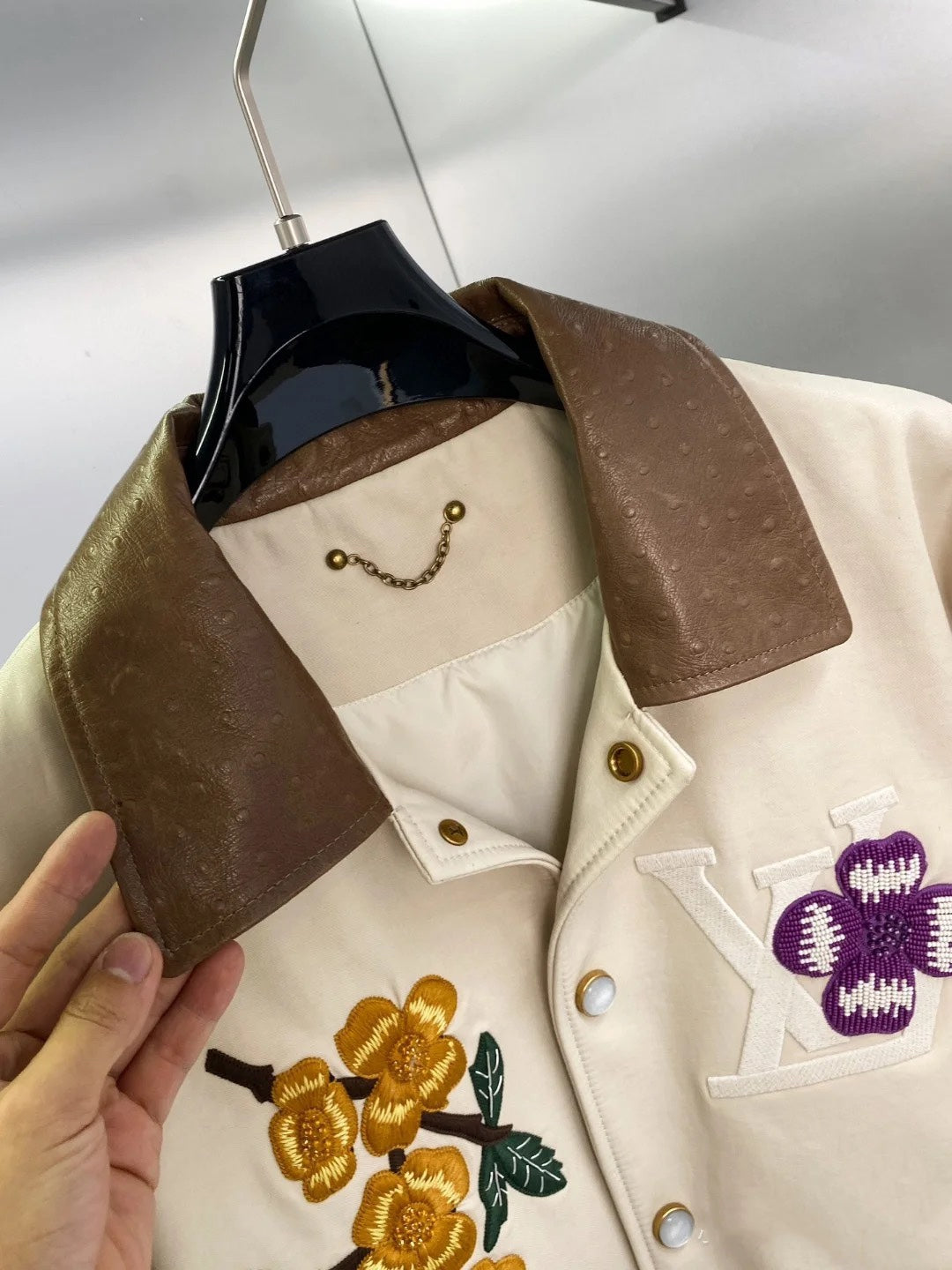 LV Heavy-Duty Embroidered Ostrich Leather Jacket