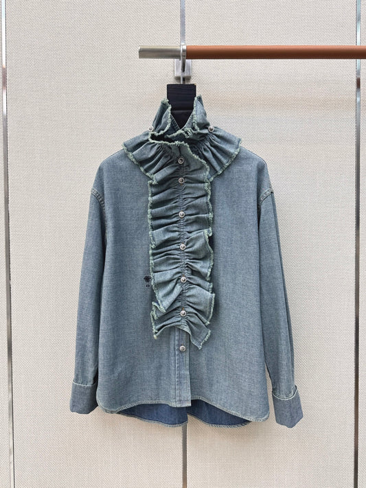 Dior Ruffled Court Denim Shirt