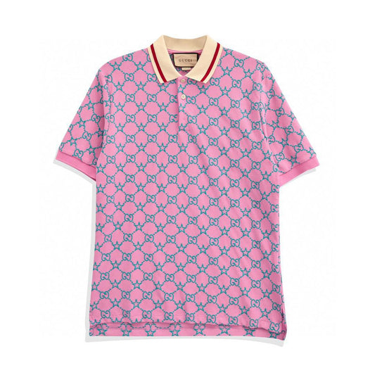 Pink Gucci embroidered Polo shirt