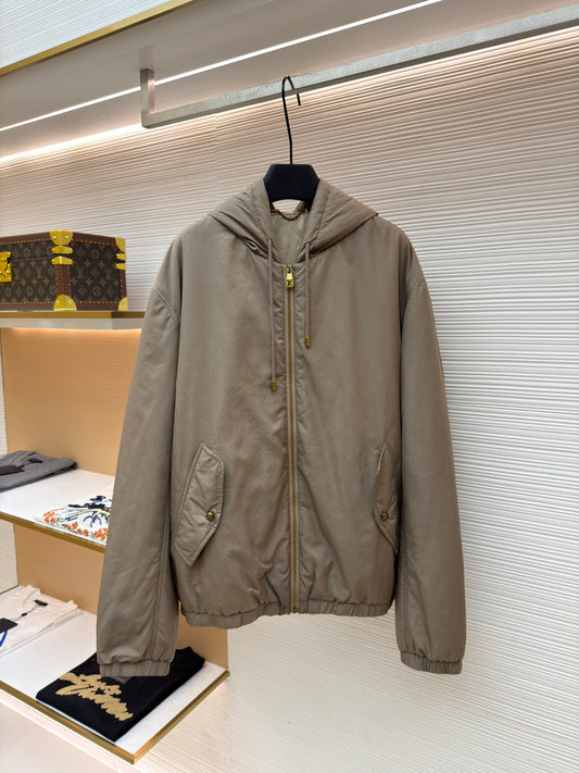 LV Gravure Embossed Cotton-Padded Jacket