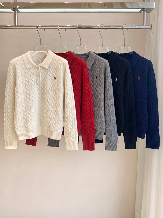 Ralph Lauren Cable Knit Sweater W Collar Women's