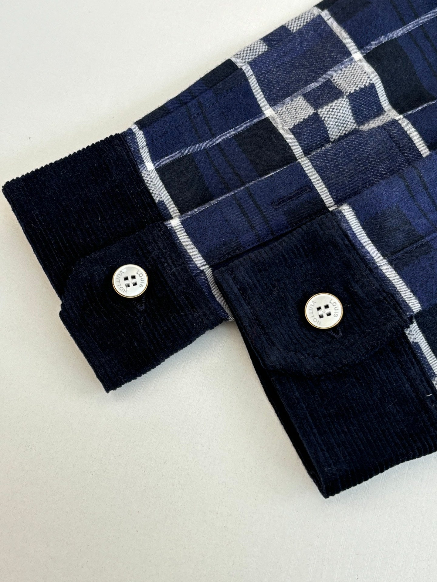 LV  Check Collared Long-sleeved Shirt