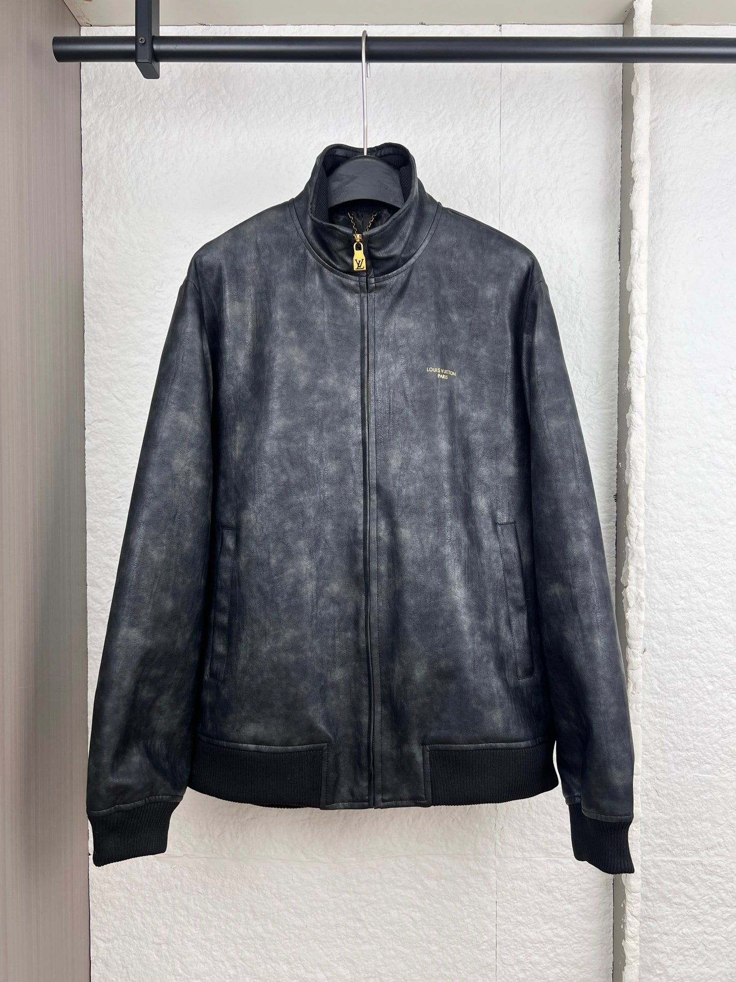 LV Print Washed Leather Jacket