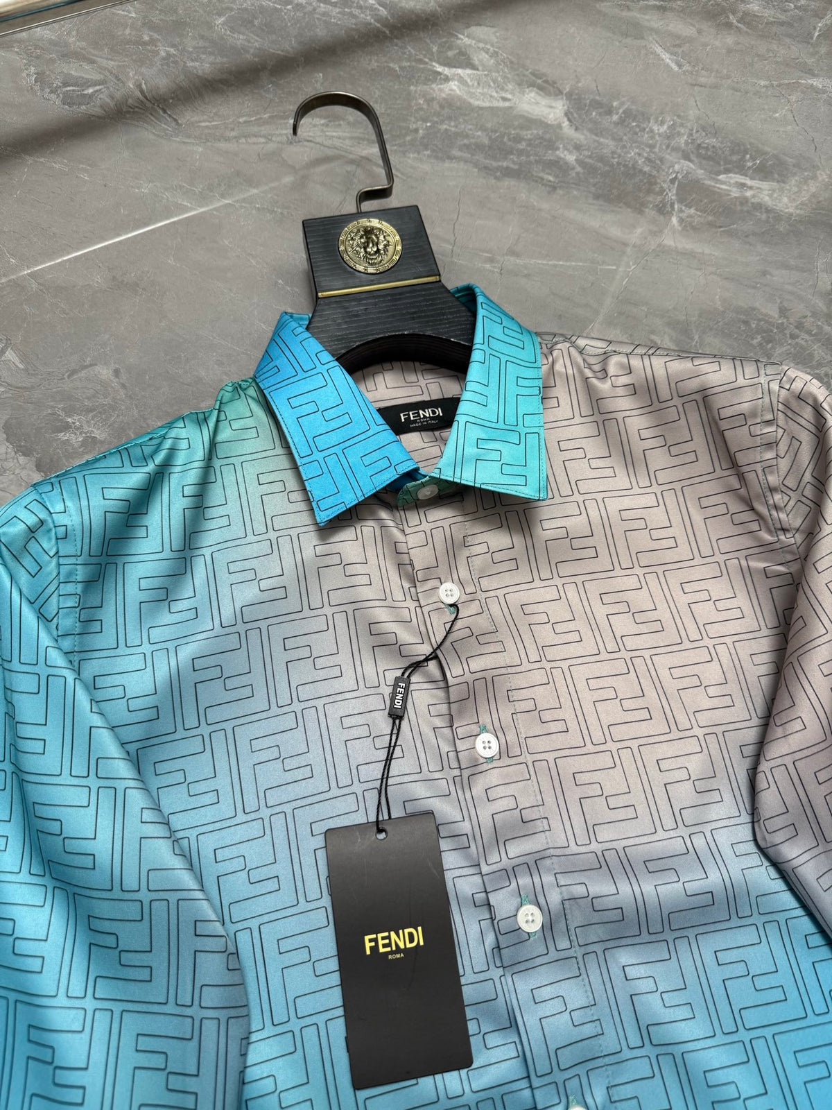 Fendi Color Block Gradient Long-Sleeved Shirt