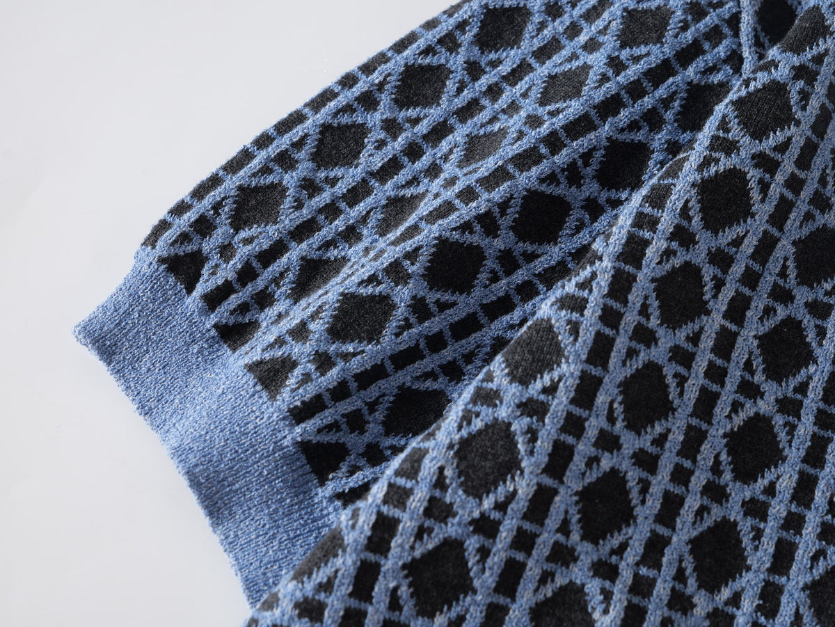 Dior Diamond Jacquard Knit Polo Shirt