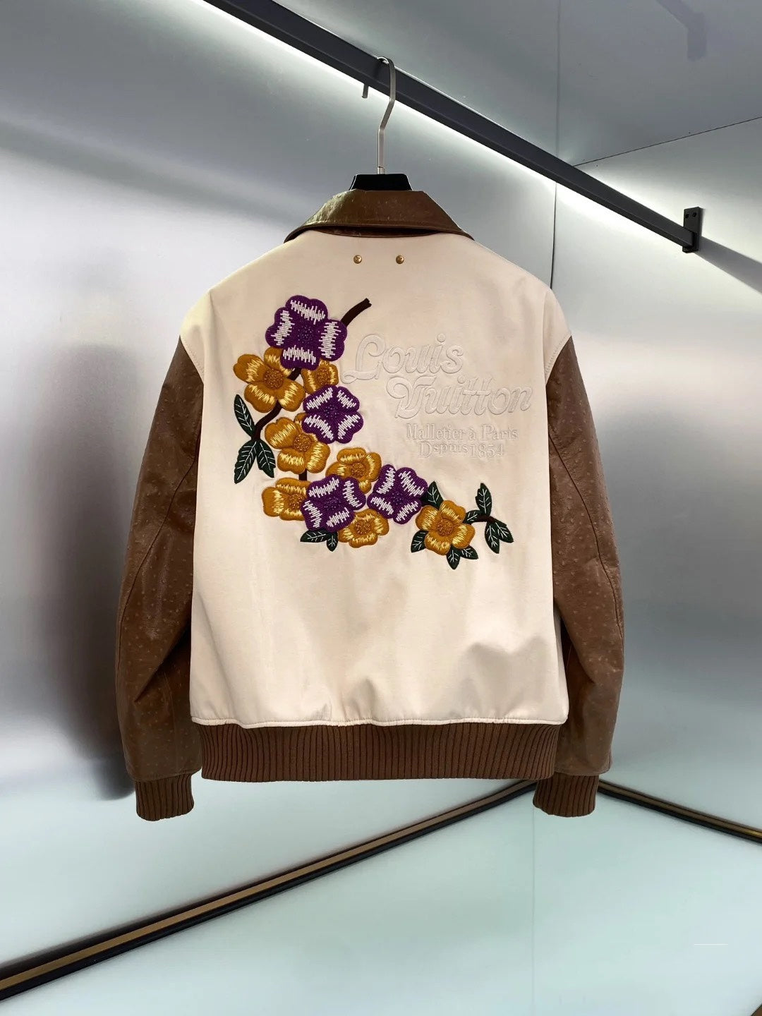 LV Heavy-Duty Embroidered Ostrich Leather Jacket