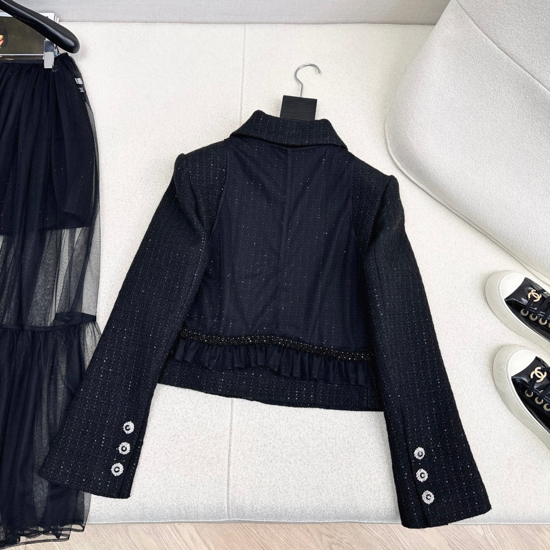Chanel Woven Collar Coat + Skirt Set