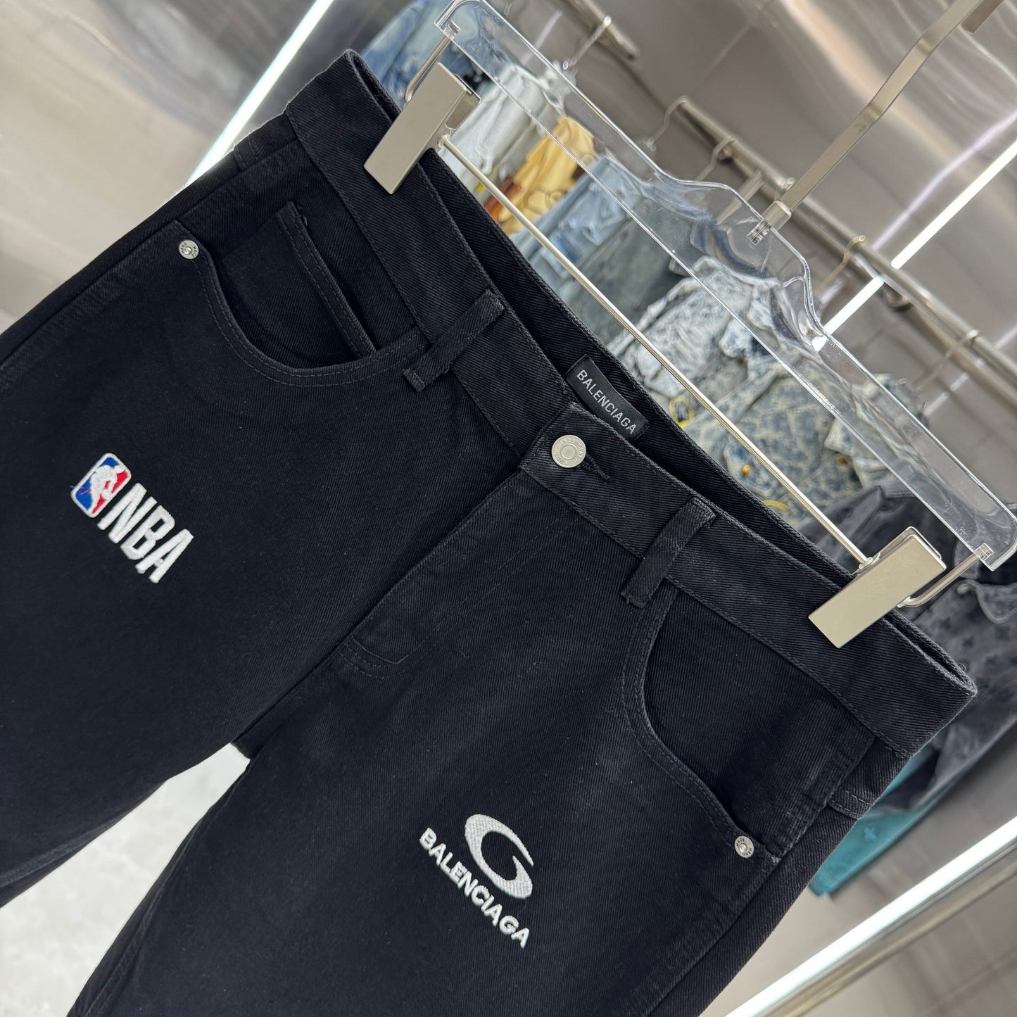 Balenciaga Embroidered Denim Shorts