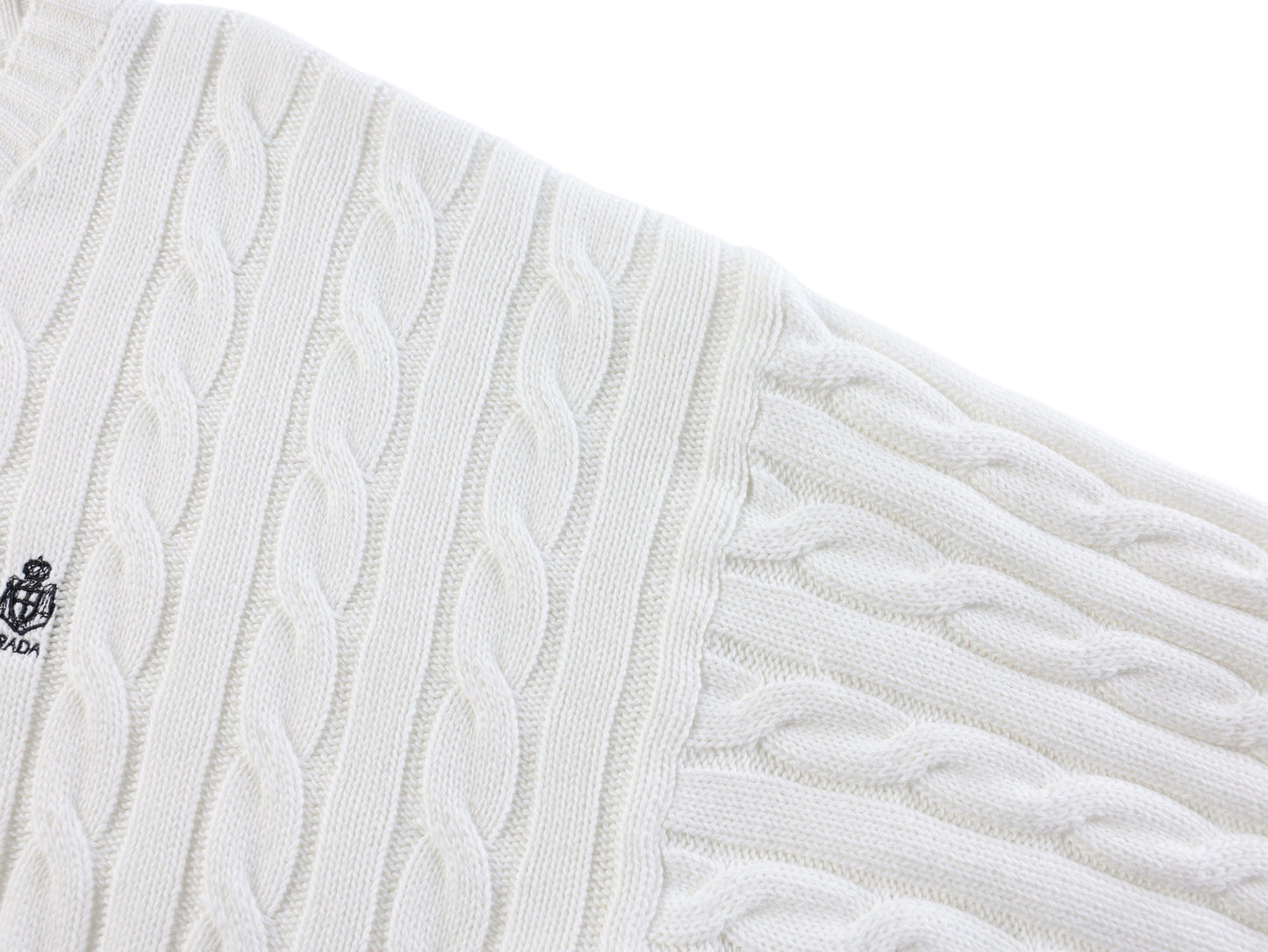 Prada Embroidered Cable Knit Sweater