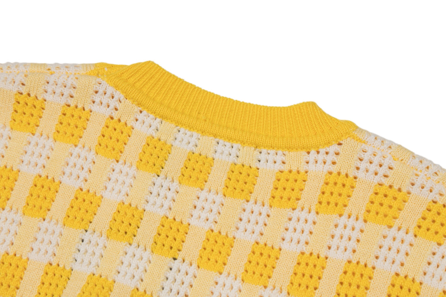 LV Perforated Checkered Tweed Crew Neck Sweater