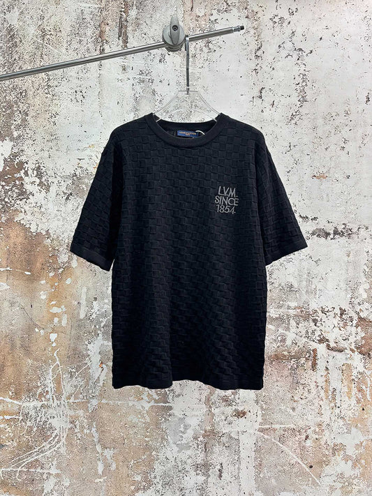 LV Black Jacquard Embroidered T-Shirt