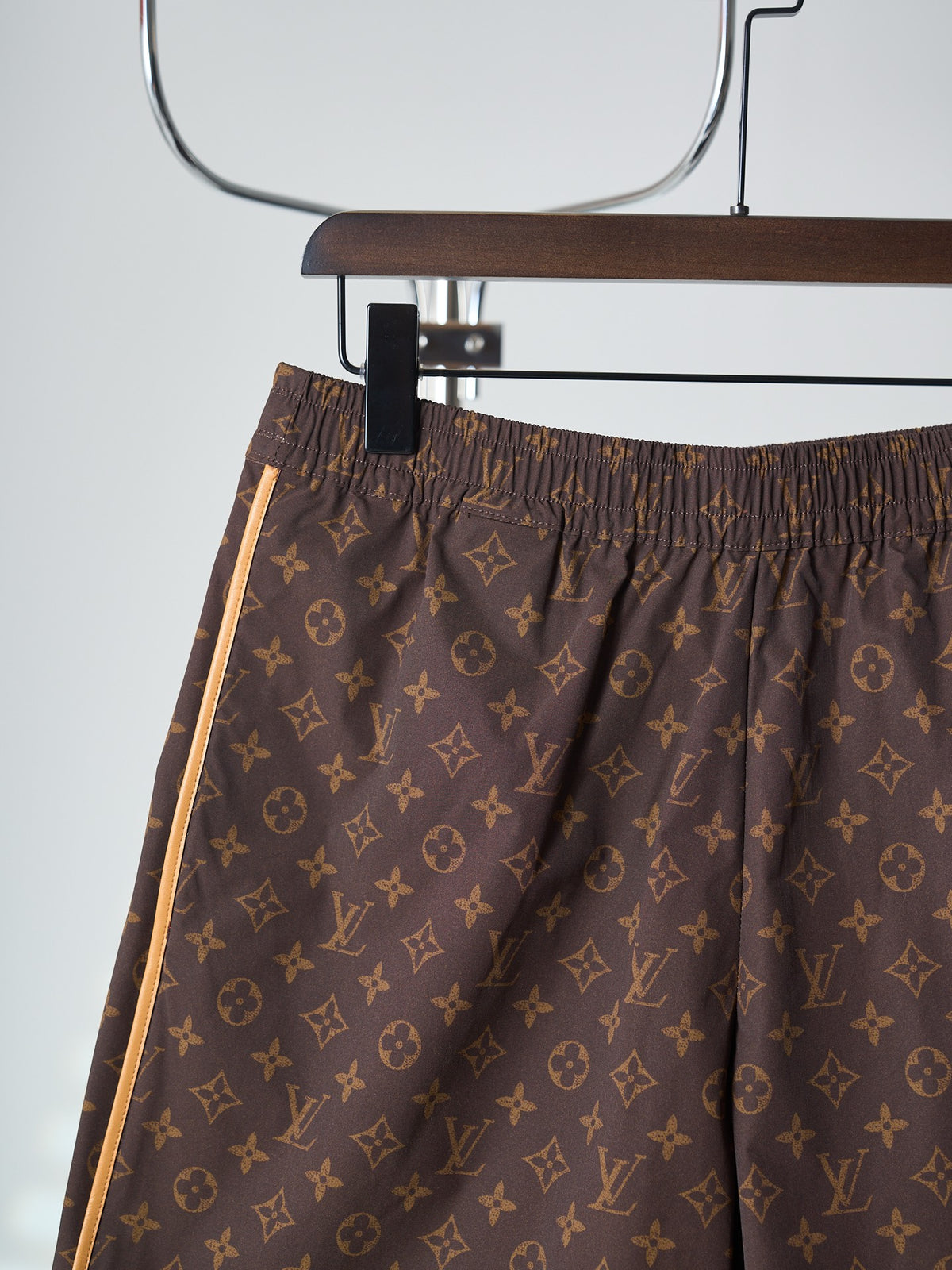 LV Monogram Leather Trim Drawstring Shorts