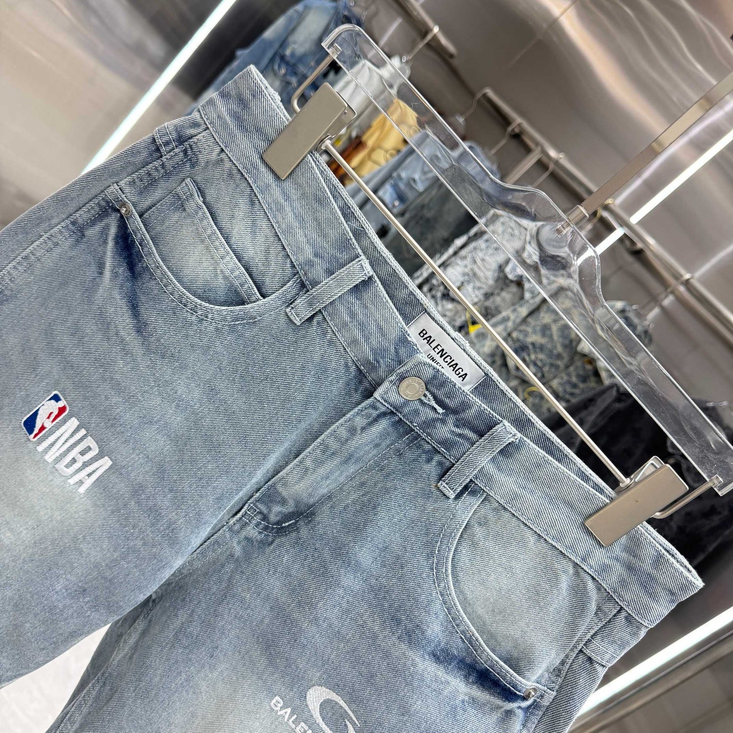 Balenciaga Embroidered Denim Shorts