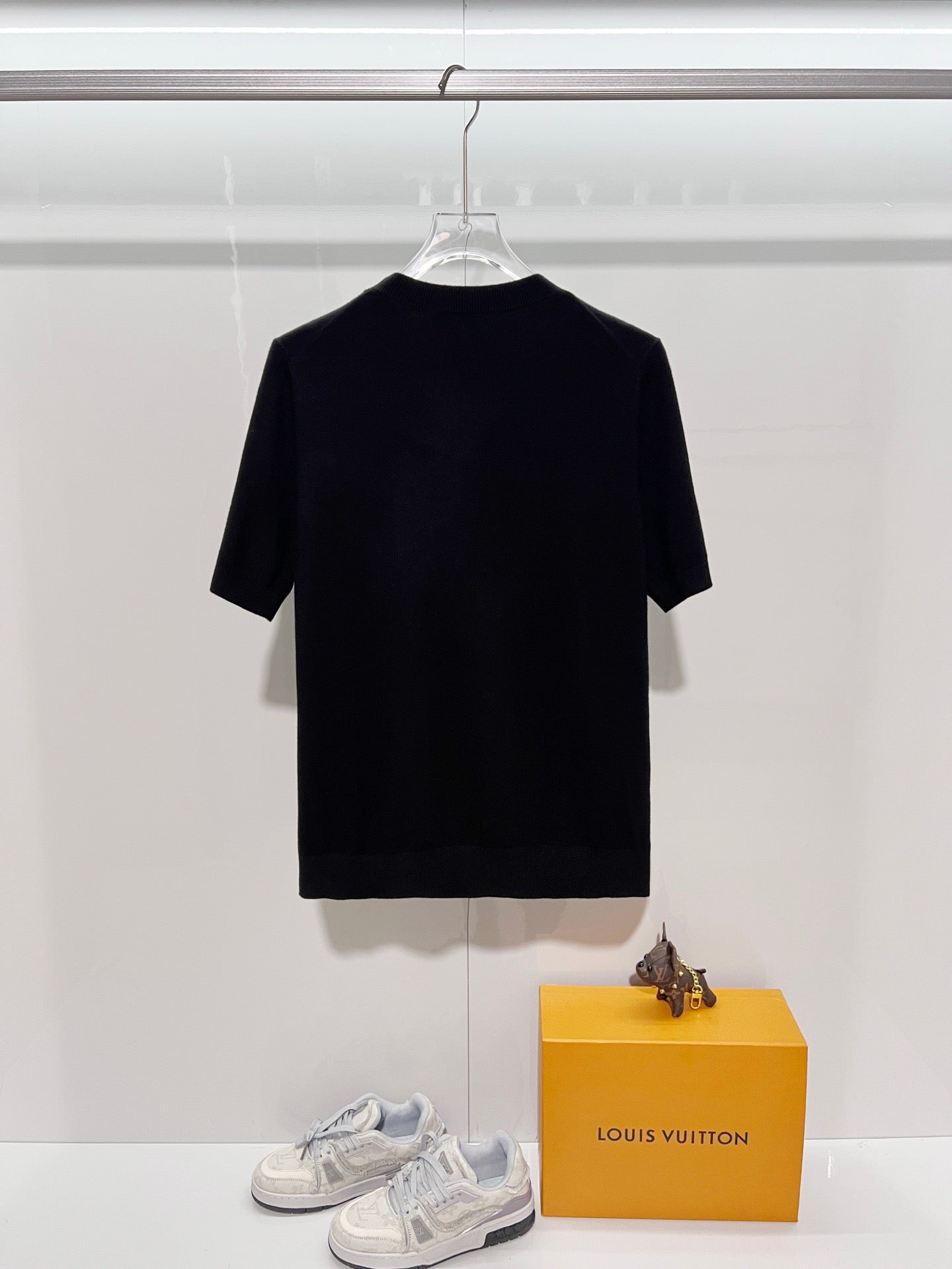LV Embroidered Knitted Crew Neck T-Shirt