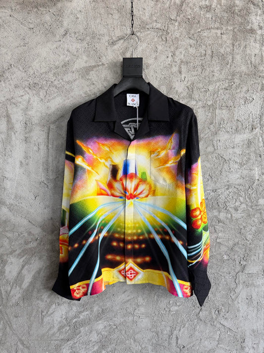 Casablanca Jacquard Silk Long-Sleeved Shirt