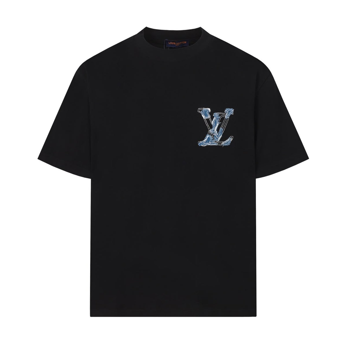 LV Denim Patchwork Embroidered T-Shirt